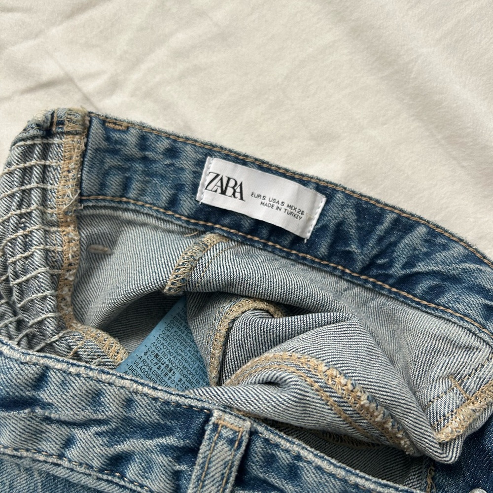 Zara Denim Corset Bustier Strapless Top - Picture 4 of 6